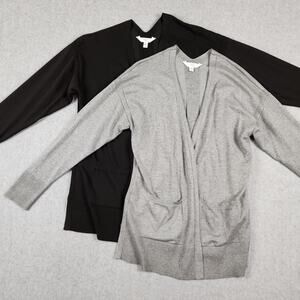 Time and Tru Cardigan Sweaters (set of 2) Size Medium (8-10) Black Gray Pockets